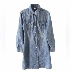 Gap Western Denim Shirt Dress with Collar